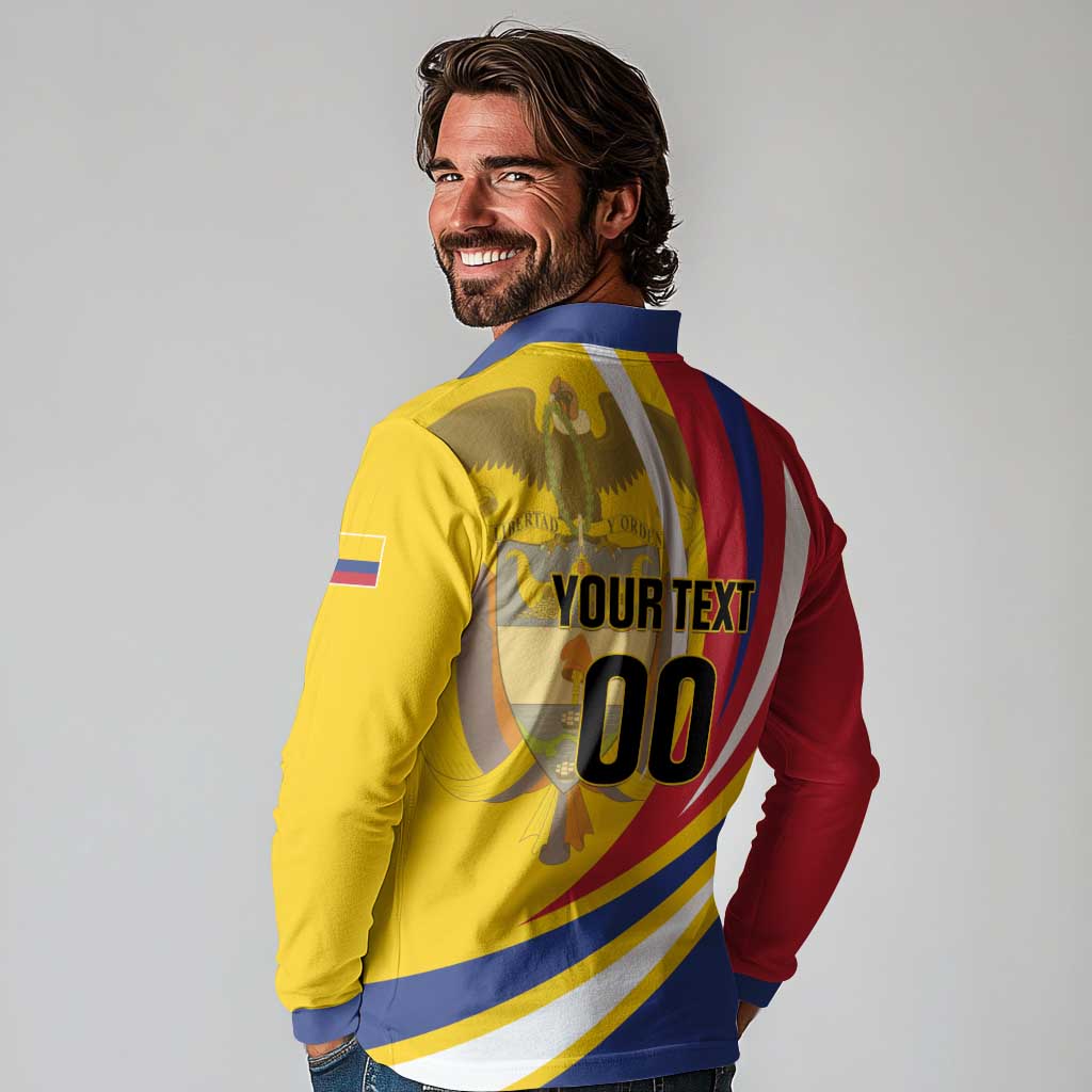 Custom Colombia Rugby Long Sleeve Polo Shirt Los Tucanes Go Champions