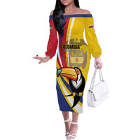 Custom Colombia Rugby Off The Shoulder Long Sleeve Dress Los Tucanes Go Champions
