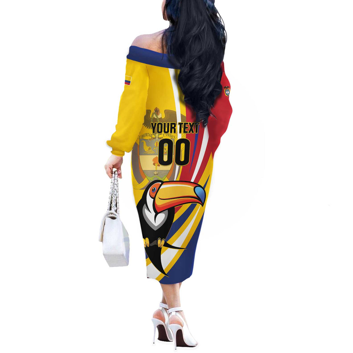 Custom Colombia Rugby Off The Shoulder Long Sleeve Dress Los Tucanes Go Champions