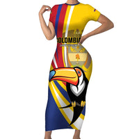 Custom Colombia Rugby Short Sleeve Bodycon Dress Los Tucanes Go Champions