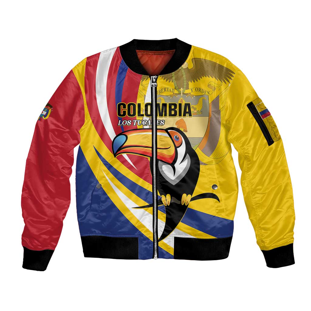 Custom Colombia Rugby Sleeve Zip Bomber Jacket Los Tucanes Go Champions
