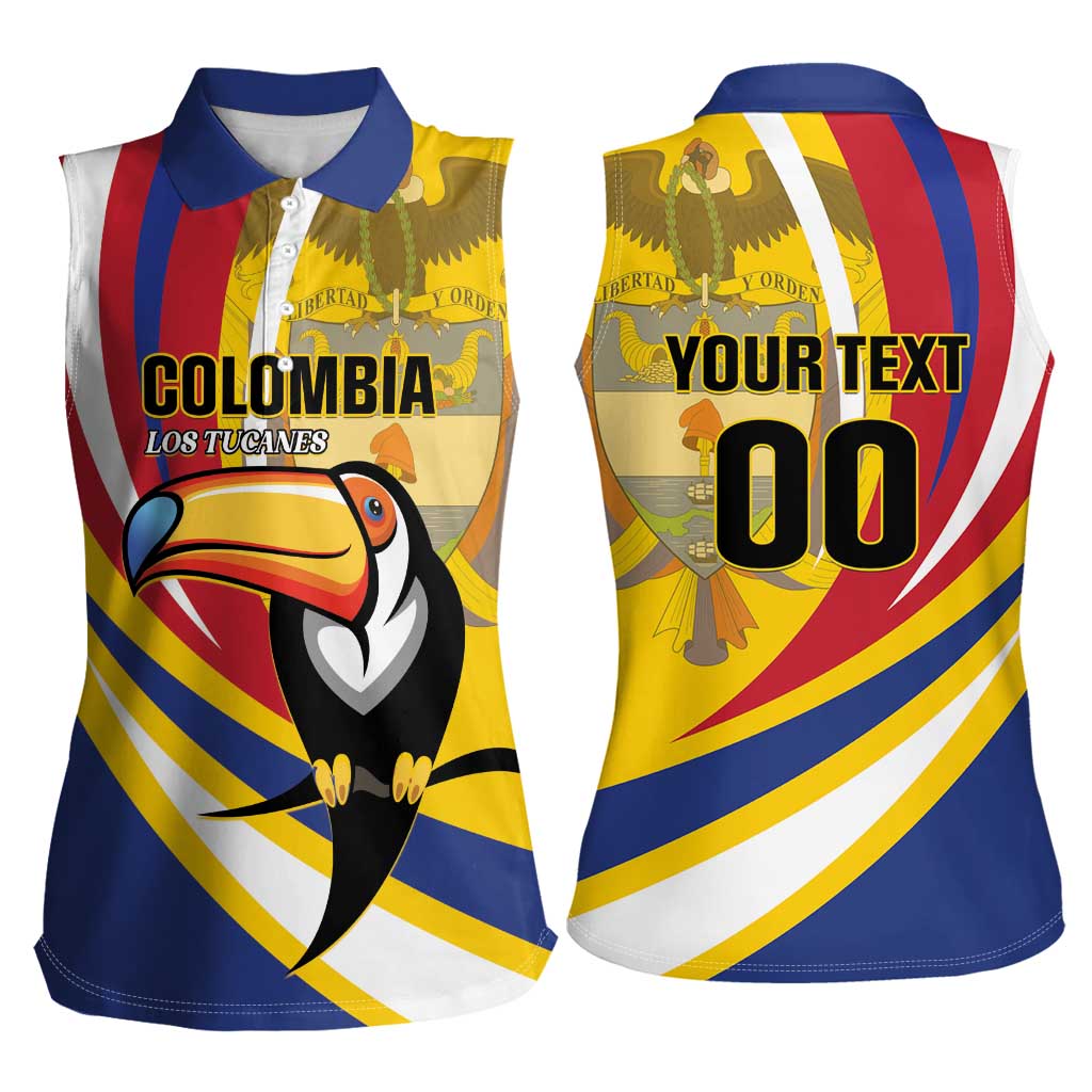 Custom Colombia Rugby Women Sleeveless Polo Shirt Los Tucanes Go Champions