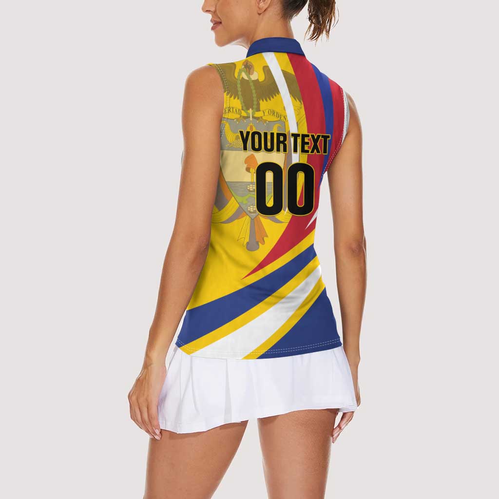 Custom Colombia Rugby Women Sleeveless Polo Shirt Los Tucanes Go Champions