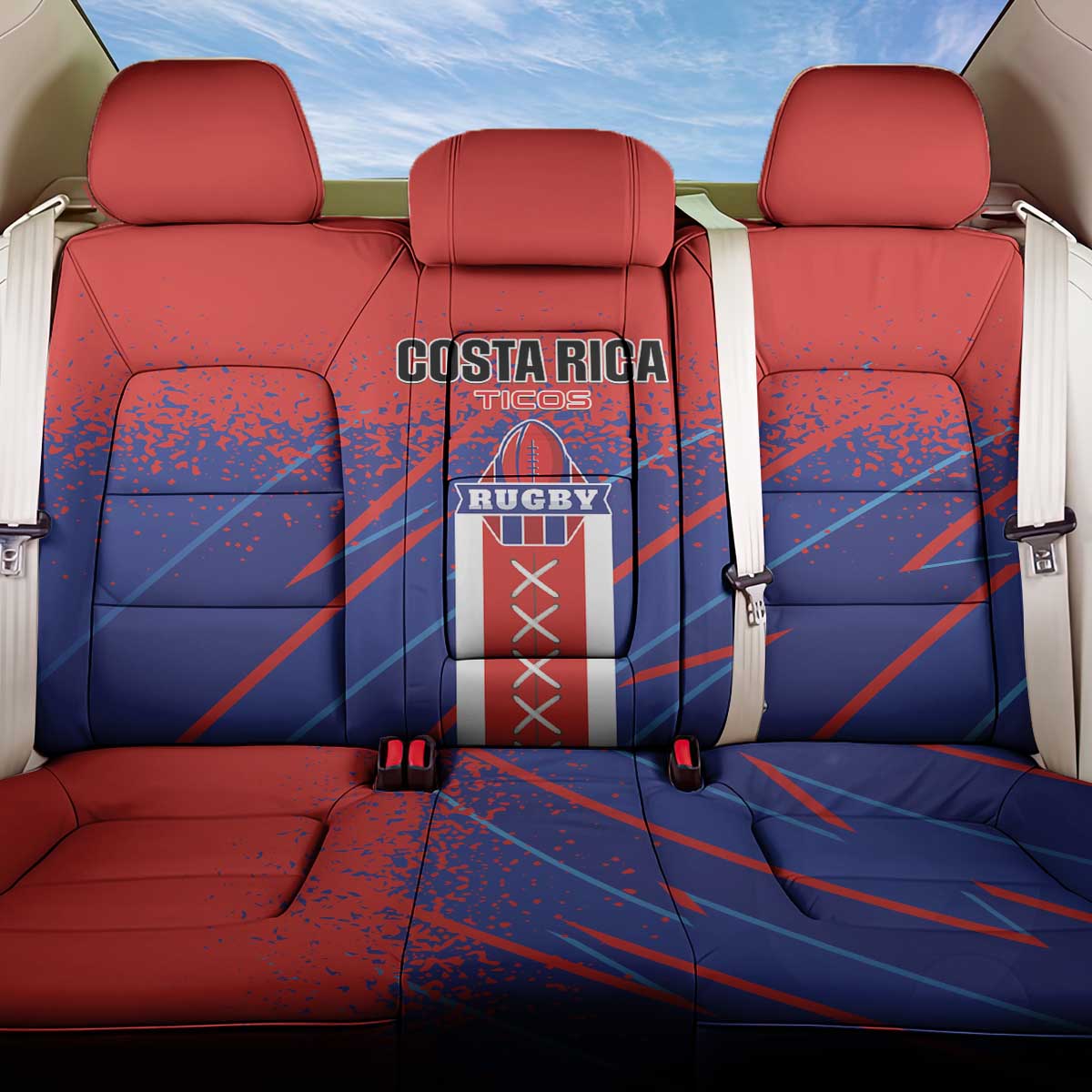 Costa Rica Rugby Back Car Seat Cover Ticos Go Champions