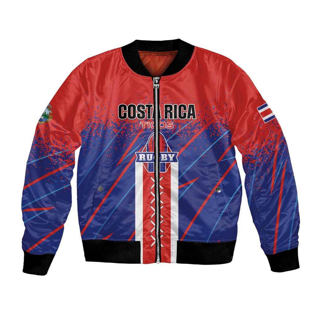 Custom Costa Rica Rugby Bomber Jacket Ticos Go Champions