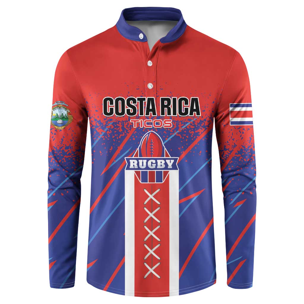 Custom Costa Rica Rugby Button Sweatshirt Ticos Go Champions