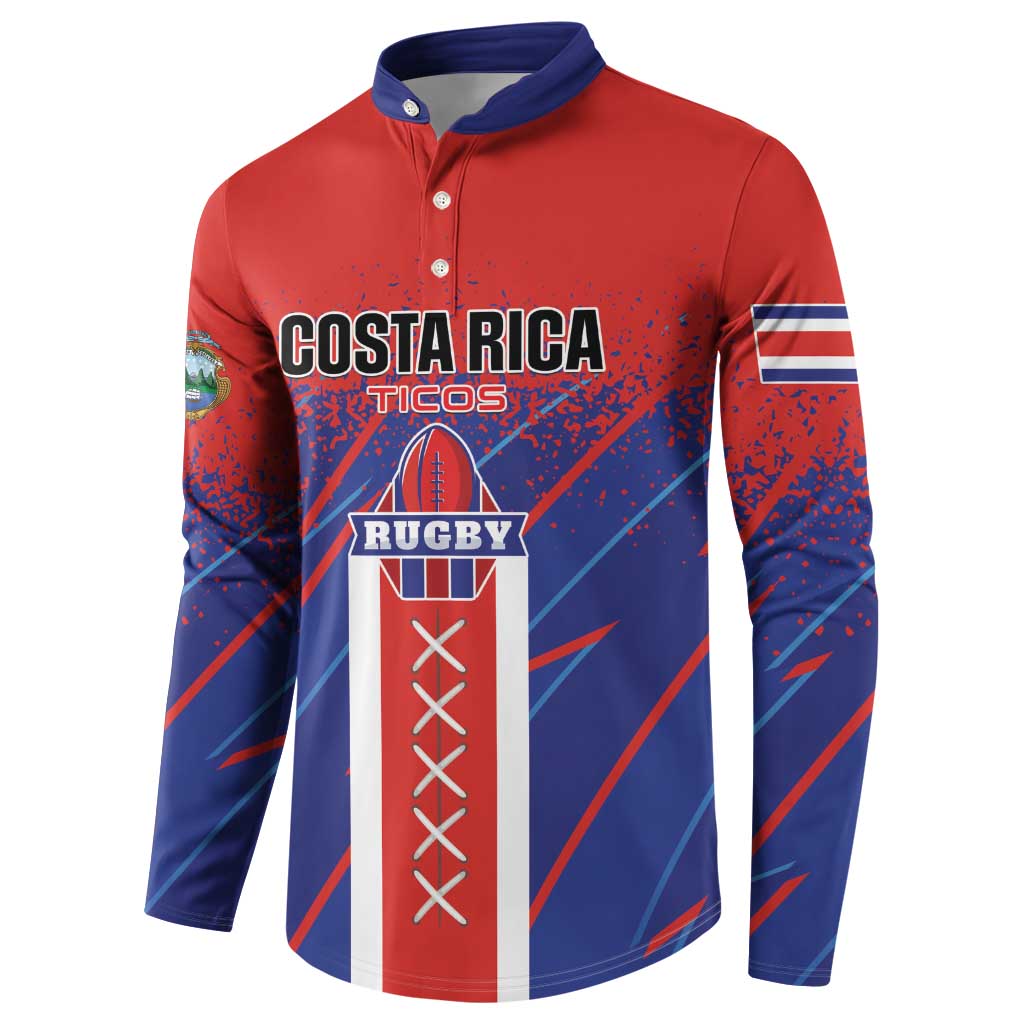 Custom Costa Rica Rugby Button Sweatshirt Ticos Go Champions
