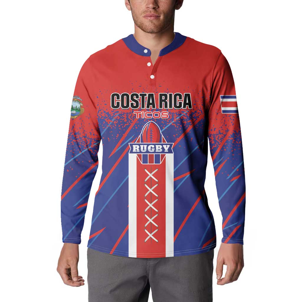 Custom Costa Rica Rugby Button Sweatshirt Ticos Go Champions