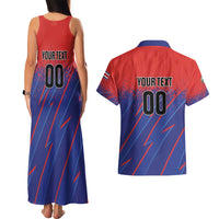 Custom Costa Rica Rugby Couples Matching Tank Maxi Dress and Hawaiian Shirt Ticos Go Champions