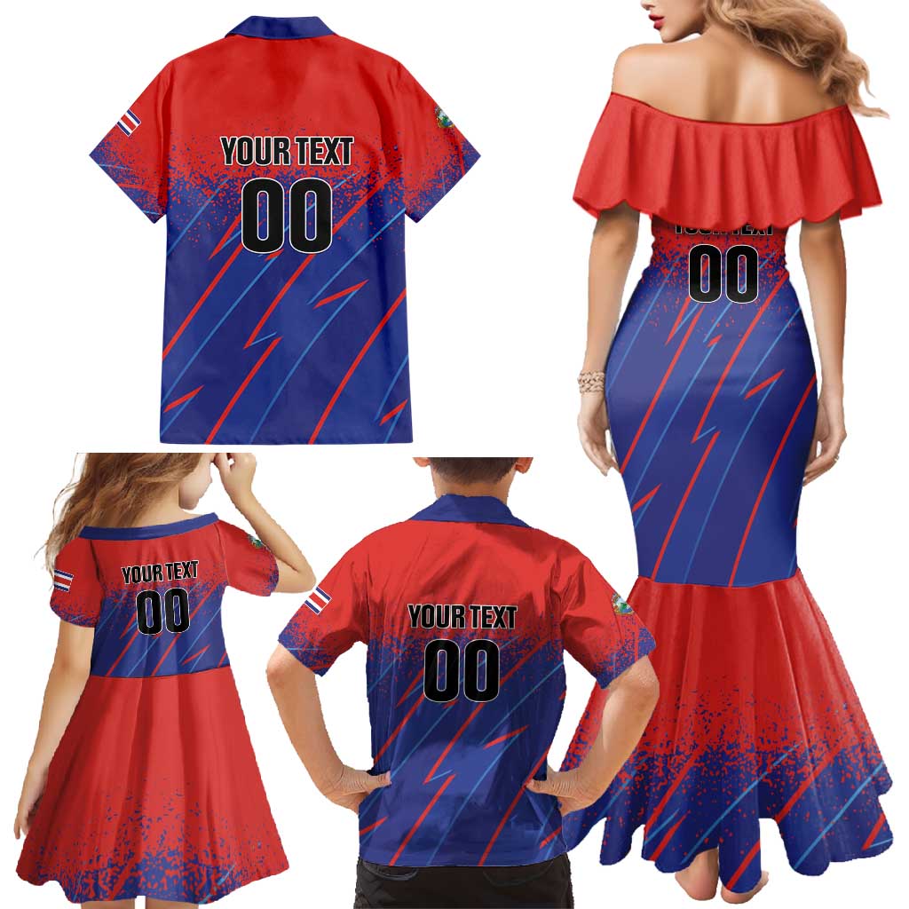 Custom Costa Rica Rugby Family Matching Mermaid Dress and Hawaiian Shirt Ticos Go Champions