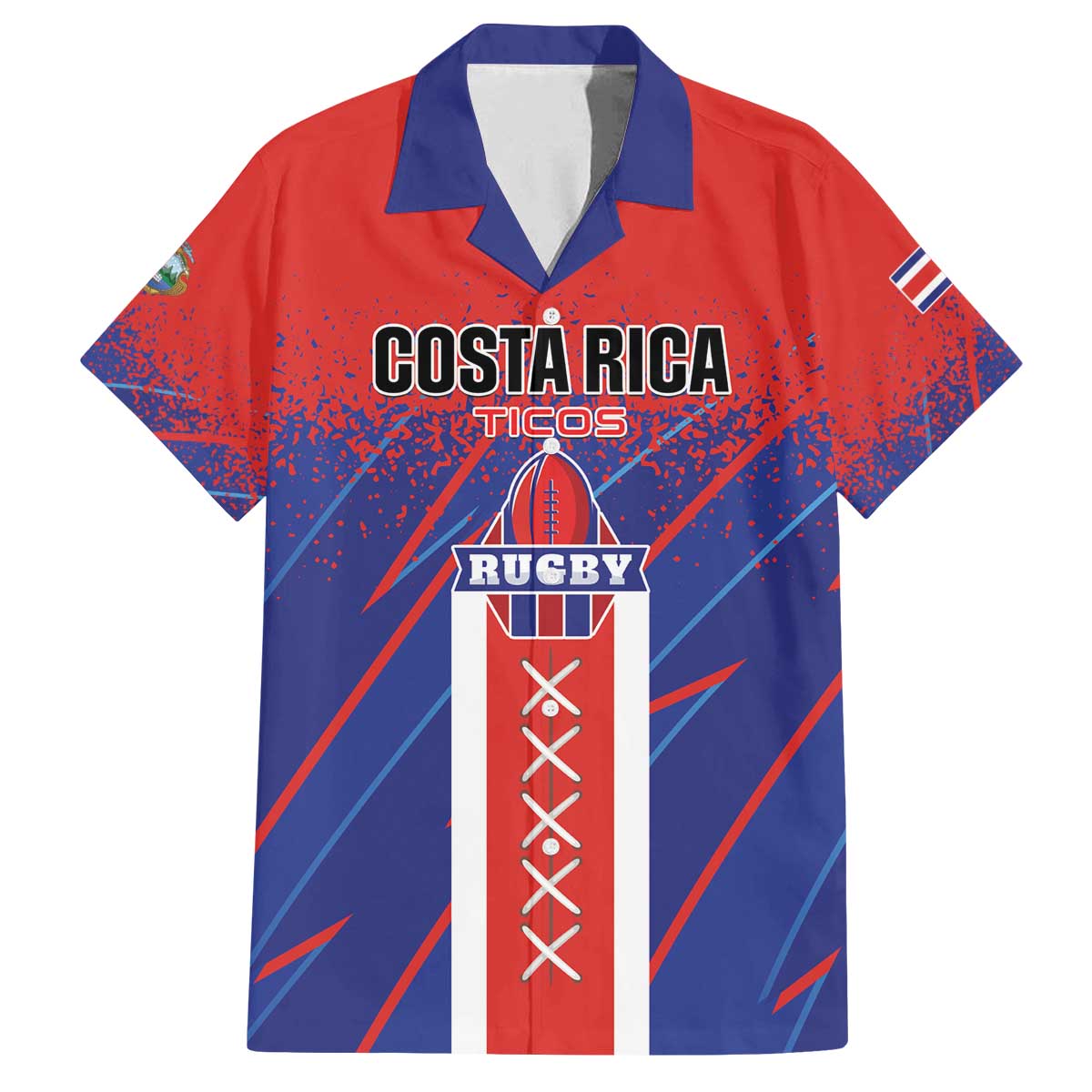Custom Costa Rica Rugby Family Matching Off The Shoulder Long Sleeve Dress and Hawaiian Shirt Ticos Go Champions