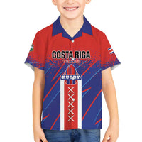 Custom Costa Rica Rugby Family Matching Off The Shoulder Long Sleeve Dress and Hawaiian Shirt Ticos Go Champions