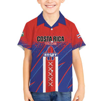 Custom Costa Rica Rugby Family Matching Off Shoulder Maxi Dress and Hawaiian Shirt Ticos Go Champions
