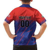 Custom Costa Rica Rugby Family Matching Off Shoulder Short Dress and Hawaiian Shirt Ticos Go Champions