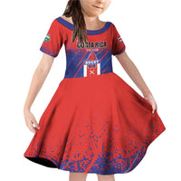 Custom Costa Rica Rugby Family Matching Off Shoulder Short Dress and Hawaiian Shirt Ticos Go Champions