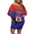 Custom Costa Rica Rugby Family Matching Off Shoulder Short Dress and Hawaiian Shirt Ticos Go Champions