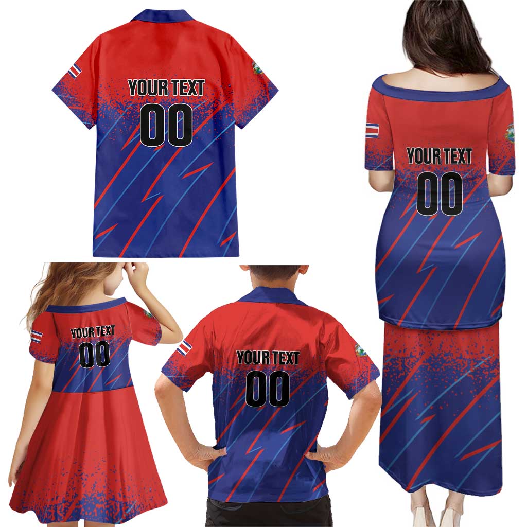 Custom Costa Rica Rugby Family Matching Puletasi and Hawaiian Shirt Ticos Go Champions