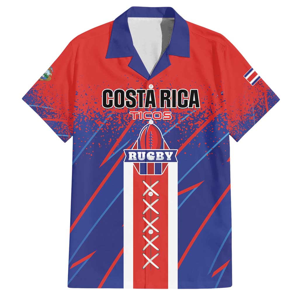 Custom Costa Rica Rugby Family Matching Puletasi and Hawaiian Shirt Ticos Go Champions