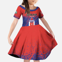 Custom Costa Rica Rugby Family Matching Short Sleeve Bodycon Dress and Hawaiian Shirt Ticos Go Champions