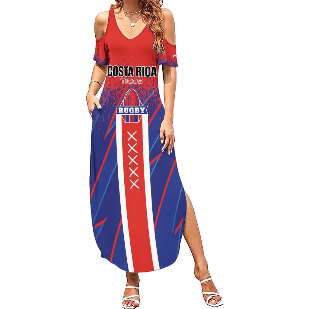 Custom Costa Rica Rugby Family Matching Summer Maxi Dress and Hawaiian Shirt Ticos Go Champions