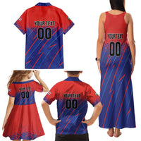 Custom Costa Rica Rugby Family Matching Tank Maxi Dress and Hawaiian Shirt Ticos Go Champions