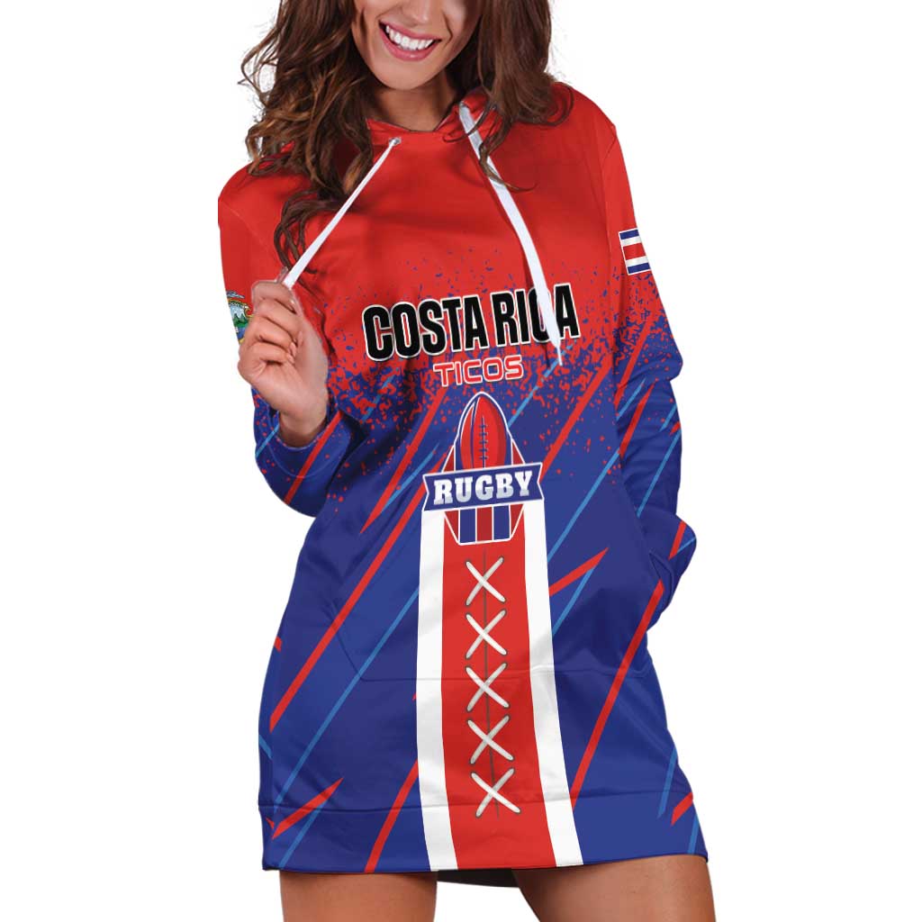 Custom Costa Rica Rugby Hoodie Dress Ticos Go Champions