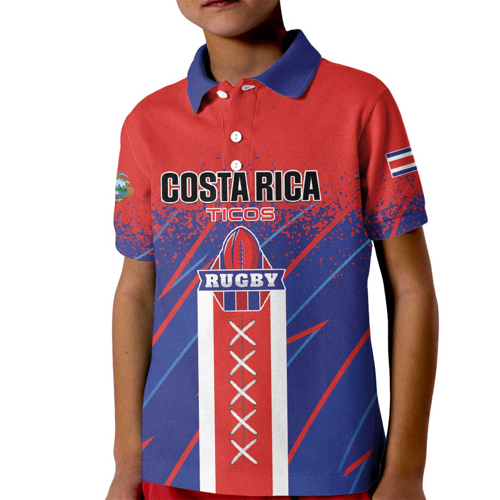 Custom Costa Rica Rugby Kid Polo Shirt Ticos Go Champions