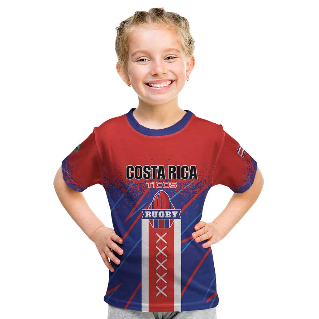 Custom Costa Rica Rugby Kid T Shirt Ticos Go Champions