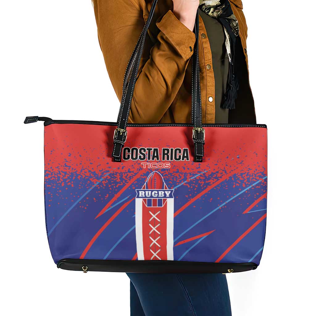 Costa Rica Rugby Leather Tote Bag Ticos Go Champions