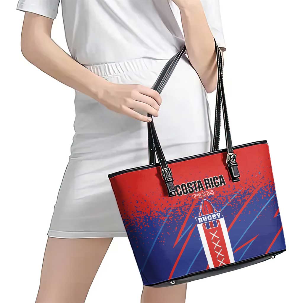Costa Rica Rugby Leather Tote Bag Ticos Go Champions