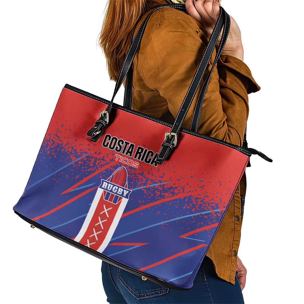 Costa Rica Rugby Leather Tote Bag Ticos Go Champions