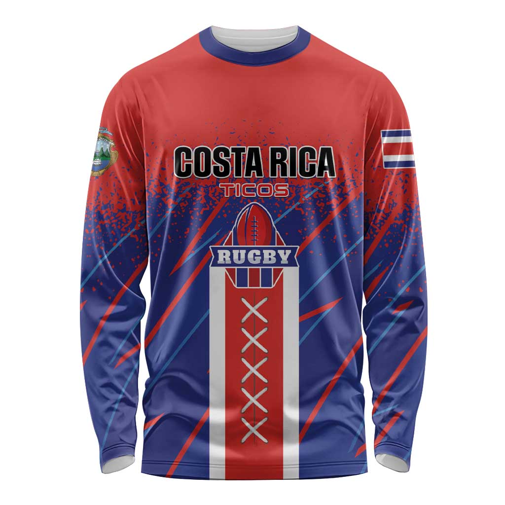 Custom Costa Rica Rugby Long Sleeve Shirt Ticos Go Champions