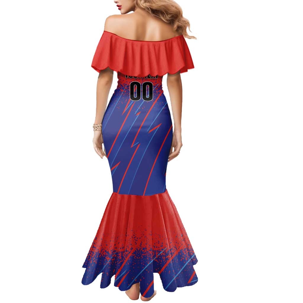 Custom Costa Rica Rugby Mermaid Dress Ticos Go Champions