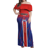 Custom Costa Rica Rugby Off Shoulder Maxi Dress Ticos Go Champions