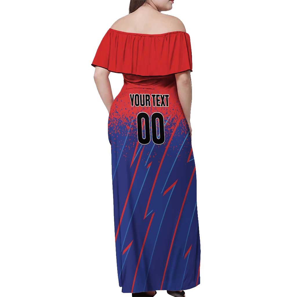 Custom Costa Rica Rugby Off Shoulder Maxi Dress Ticos Go Champions