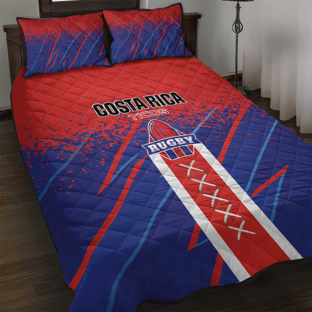 Costa Rica Rugby Quilt Bed Set Ticos Go Champions