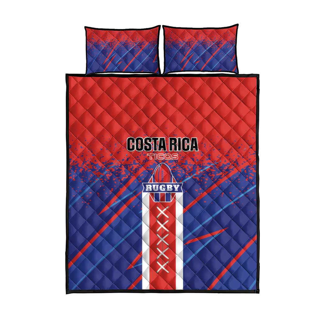 Costa Rica Rugby Quilt Bed Set Ticos Go Champions