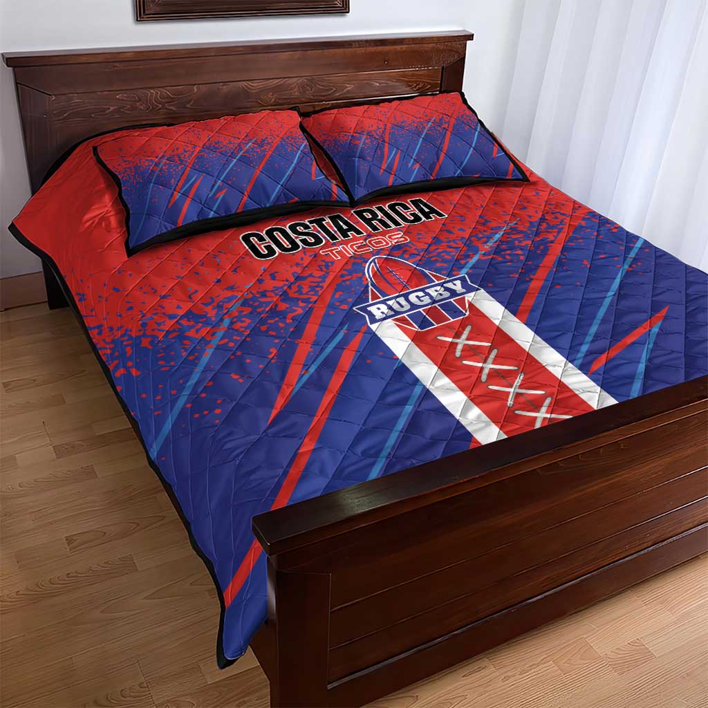 Costa Rica Rugby Quilt Bed Set Ticos Go Champions