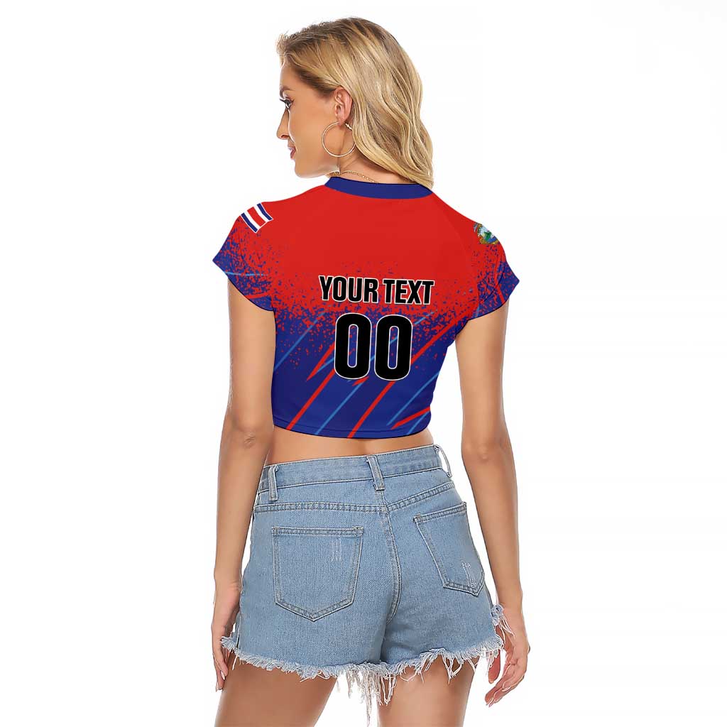 Custom Costa Rica Rugby Raglan Cropped T Shirt Ticos Go Champions