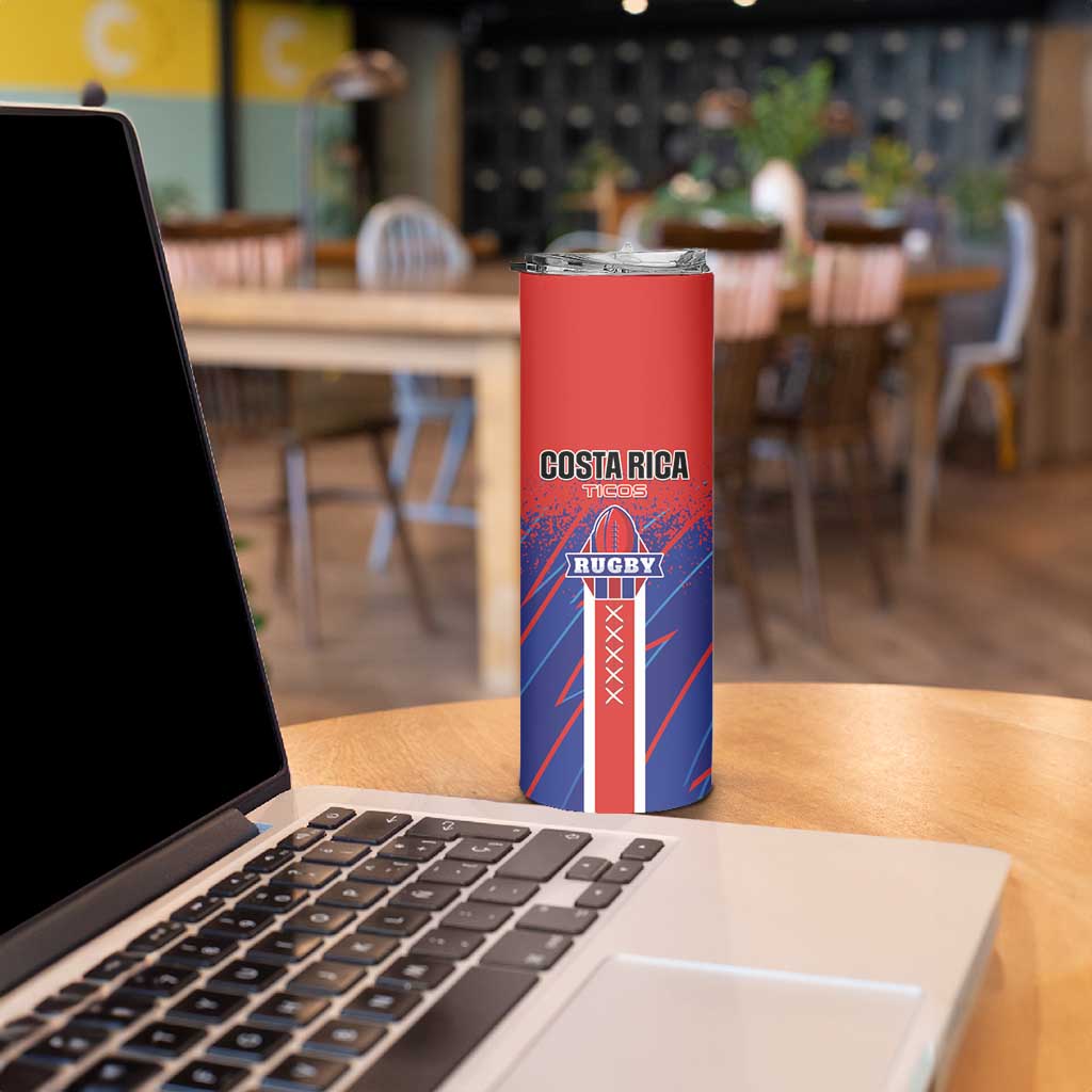 Custom Costa Rica Rugby Skinny Tumbler Ticos Go Champions
