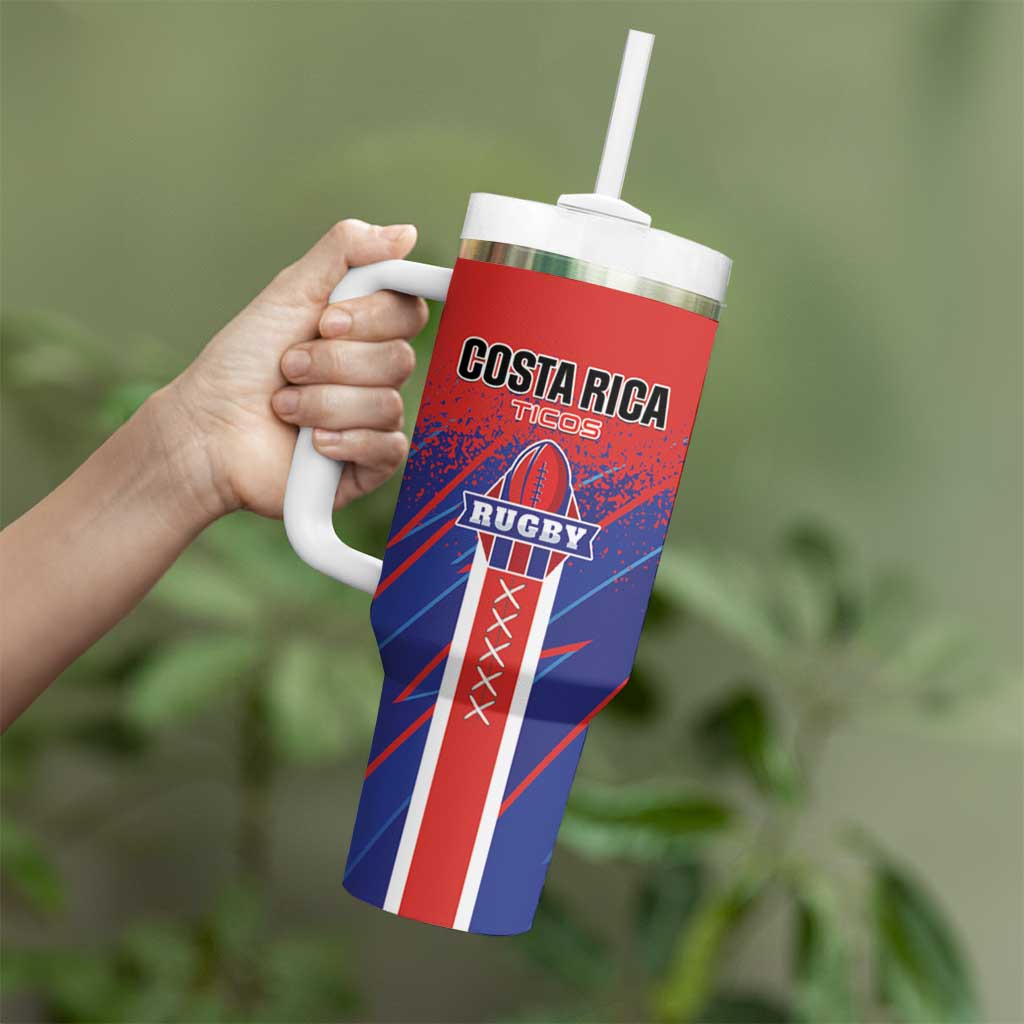 Custom Costa Rica Rugby Tumbler With Handle Ticos Go Champions