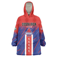 Custom Costa Rica Rugby Wearable Blanket Hoodie Ticos Go Champions
