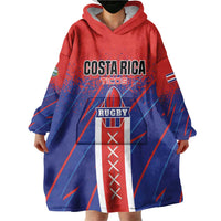 Custom Costa Rica Rugby Wearable Blanket Hoodie Ticos Go Champions