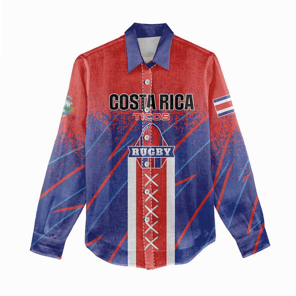 Custom Costa Rica Rugby Women Casual Shirt Ticos Go Champions