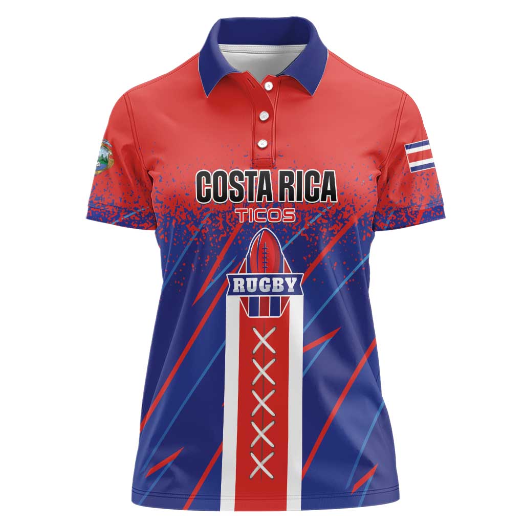 Custom Costa Rica Rugby Women Polo Shirt Ticos Go Champions