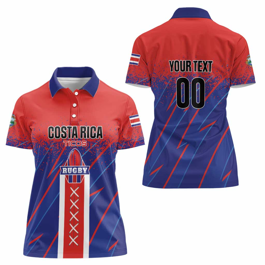 Custom Costa Rica Rugby Women Polo Shirt Ticos Go Champions