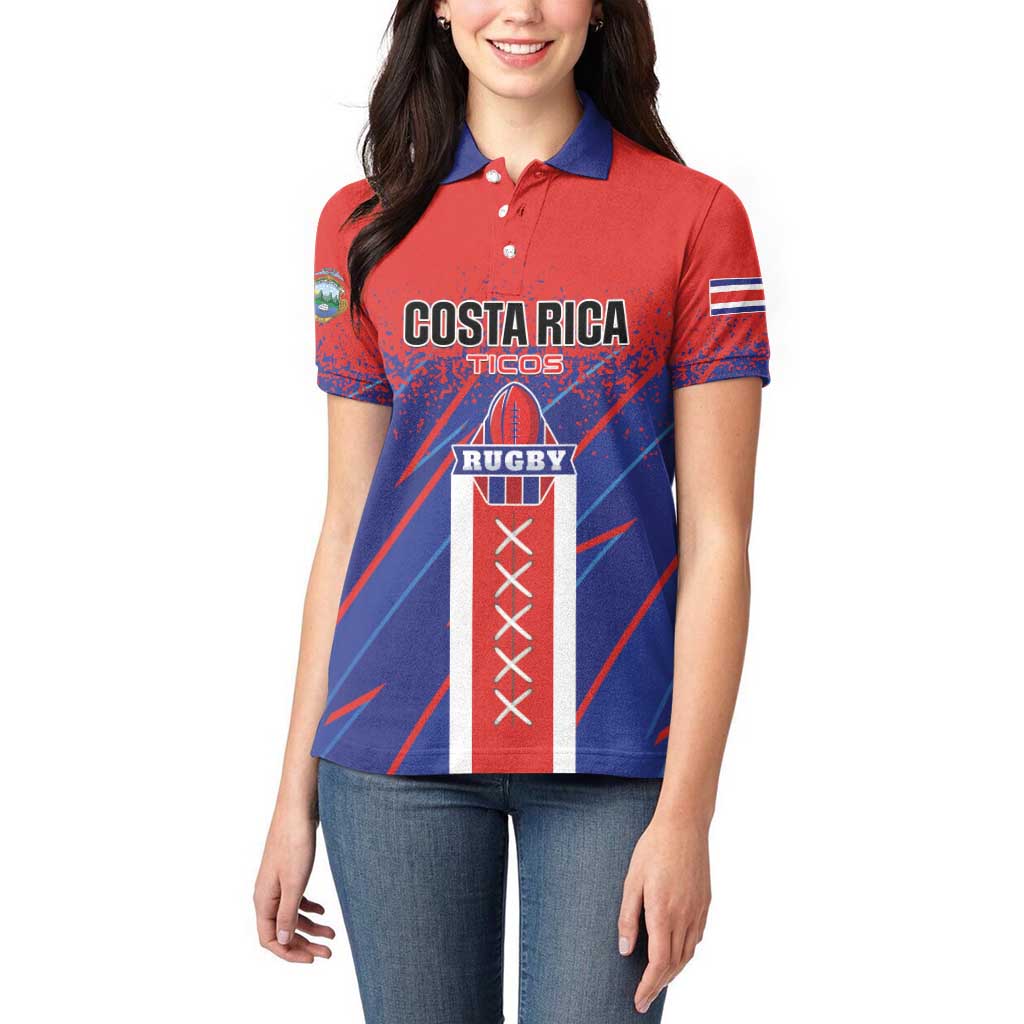 Custom Costa Rica Rugby Women Polo Shirt Ticos Go Champions