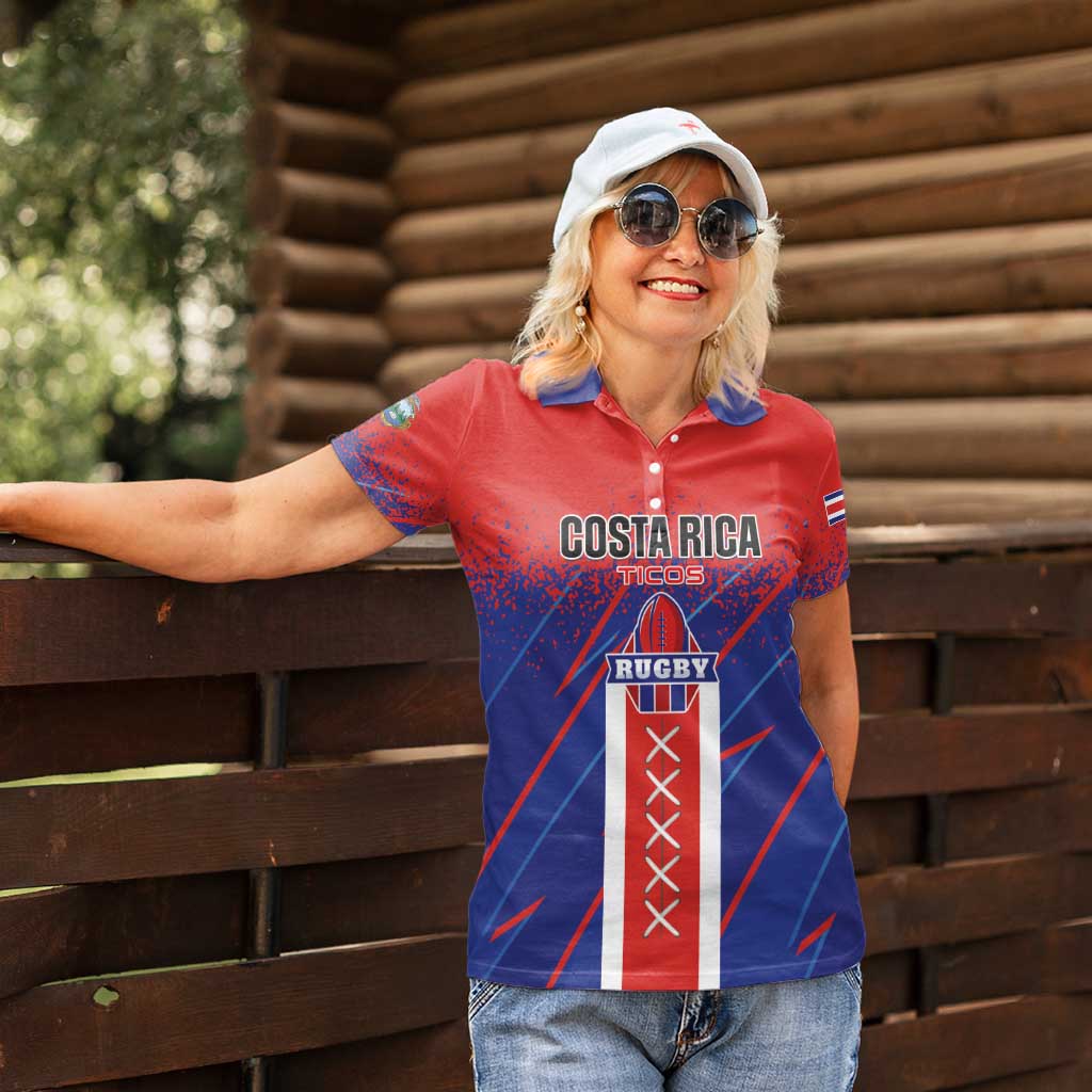 Custom Costa Rica Rugby Women Polo Shirt Ticos Go Champions