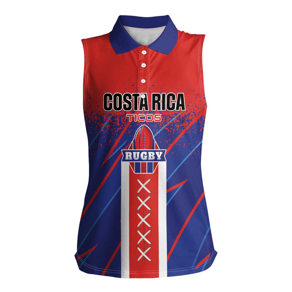 Custom Costa Rica Rugby Women Sleeveless Polo Shirt Ticos Go Champions