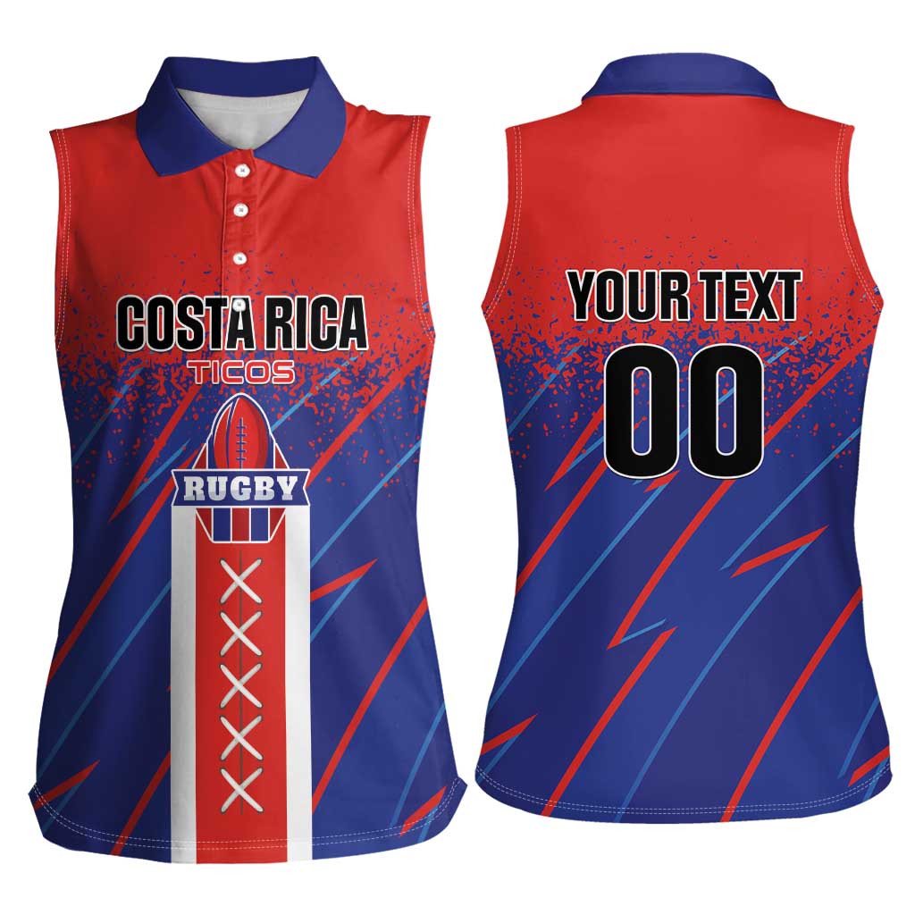 Custom Costa Rica Rugby Women Sleeveless Polo Shirt Ticos Go Champions